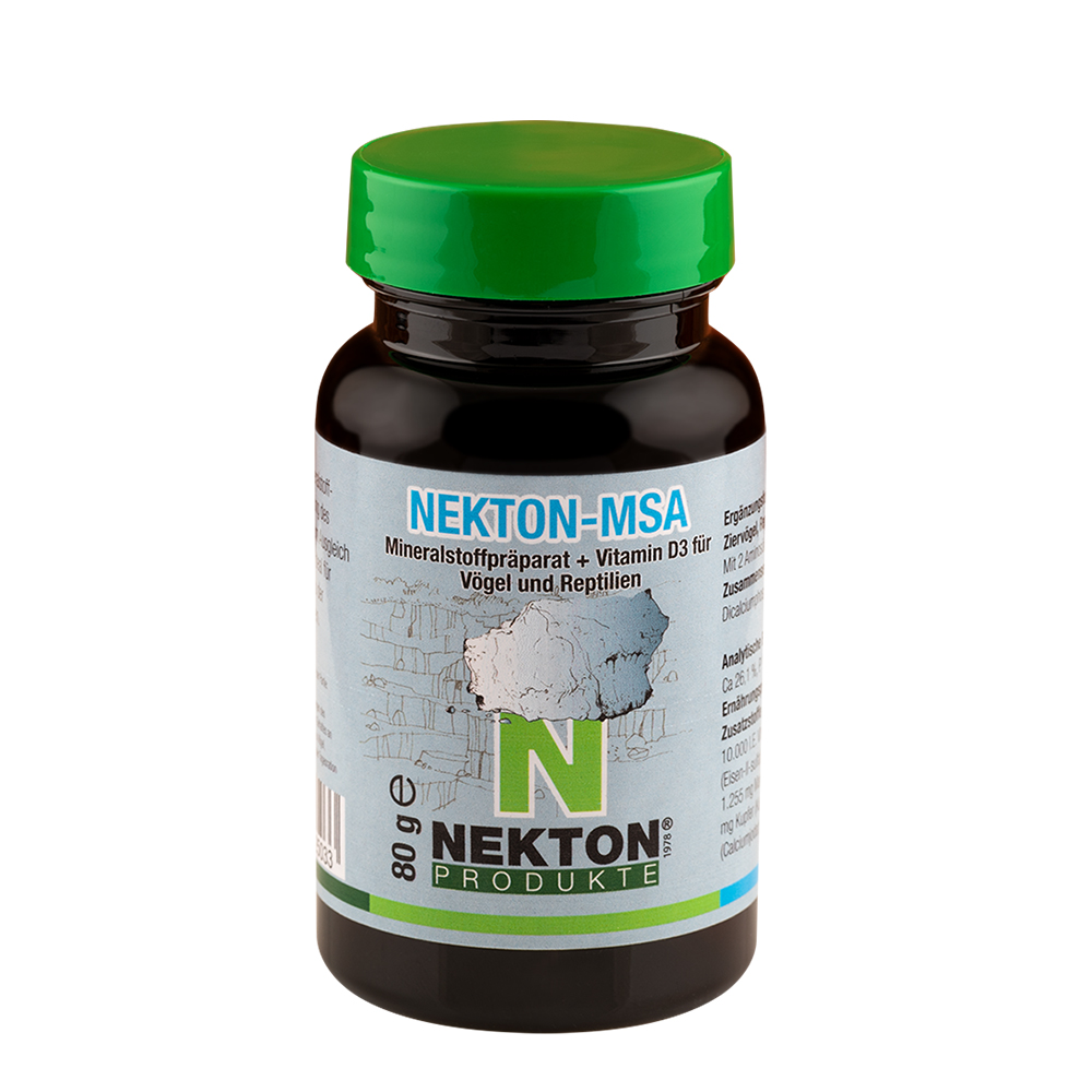 NEKTON-MSA - Mineralstoffpräparat + Vitamin D3 für Vögel und Reptilien - 80 g